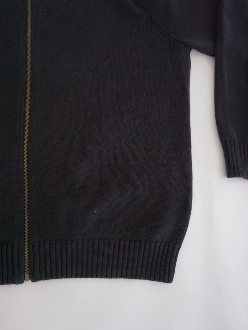 Vintage Denver Hayes Black Full Zip Knit Sweater Ribbed Collar Minimal Classic L - Picture 5 of 10